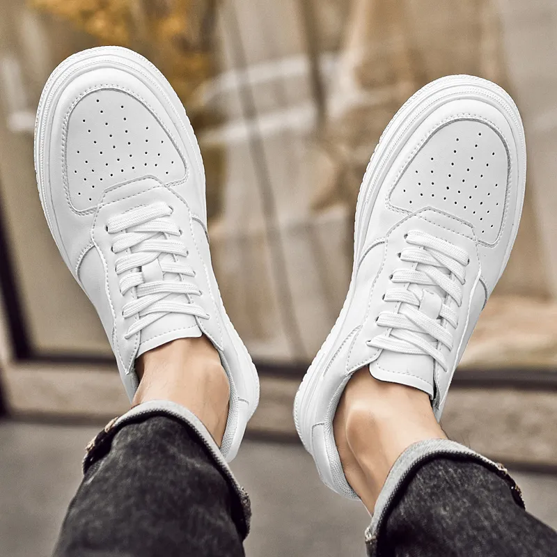 Bulk 2024 Mens Casual Elevator Sneakers White Leather Height Increasing Sports Shoes 6CM 8CM From Dh539178 27.62 DHgate.Com