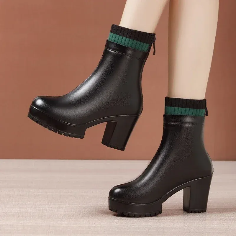 Premium Leather Sock Ankle Boots: 8-10cm Heel, Sizes 32-43, Best