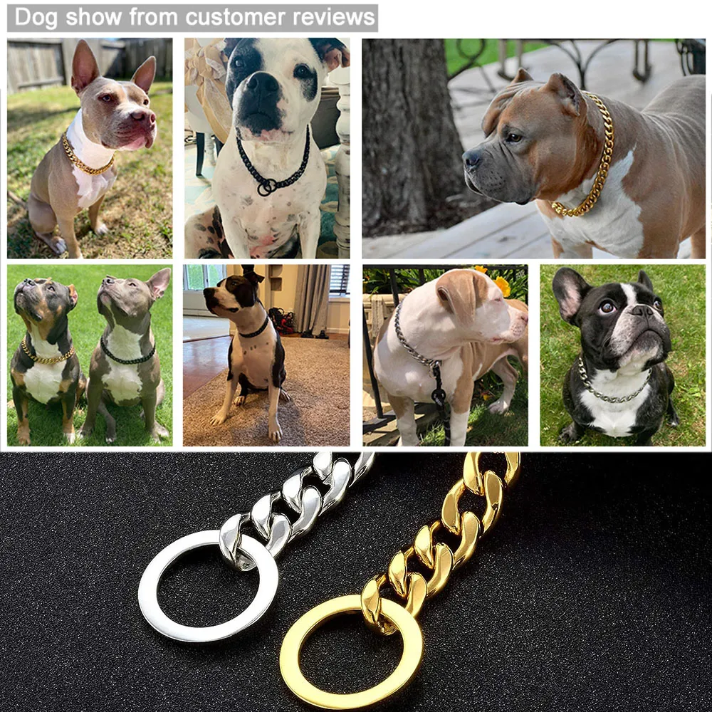 19MM Metal Chain Dog Collar for Large Dogs, Stainless Steel Choke ...