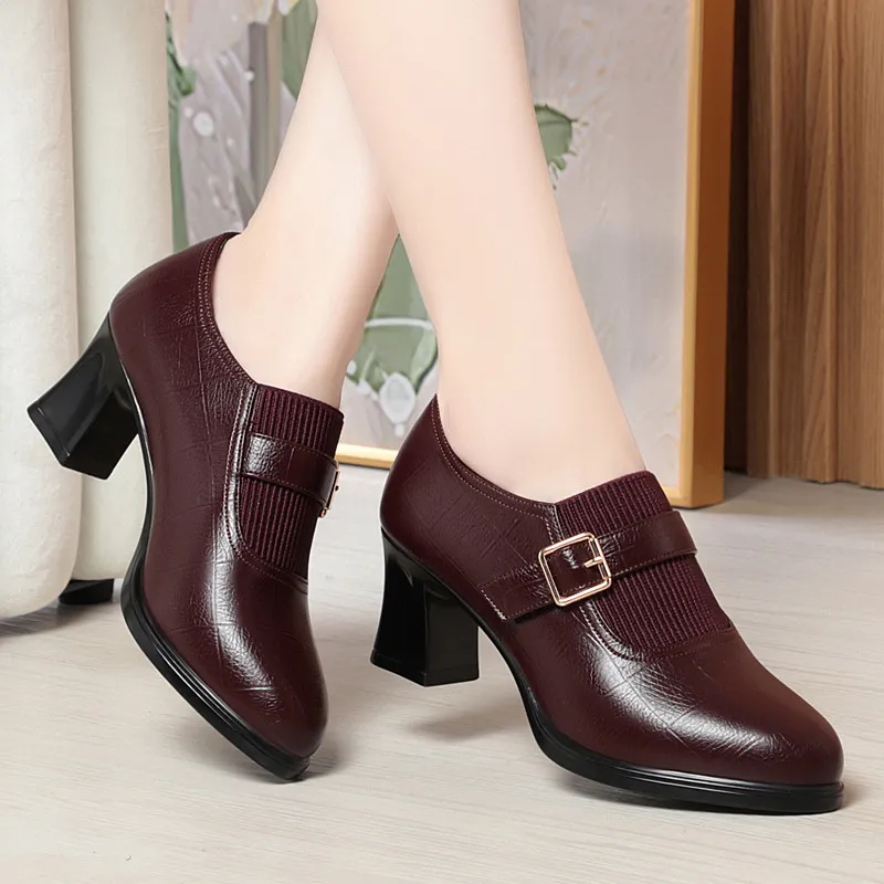 Wholesale 2024 Spring Womens Soft Leather Pumps With Deep Mouth And Block Low Block Heel Shoes Perfect For Office And Daily Wear At Only 95.05 DHgate.Com