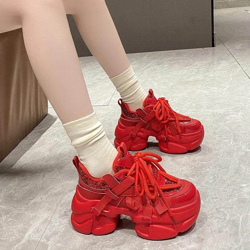 国内で当店のみ FY SPR - Chunky Platform Red Shoes DHgate.com:Red Chunky Platform Sneakers for Women - Fur