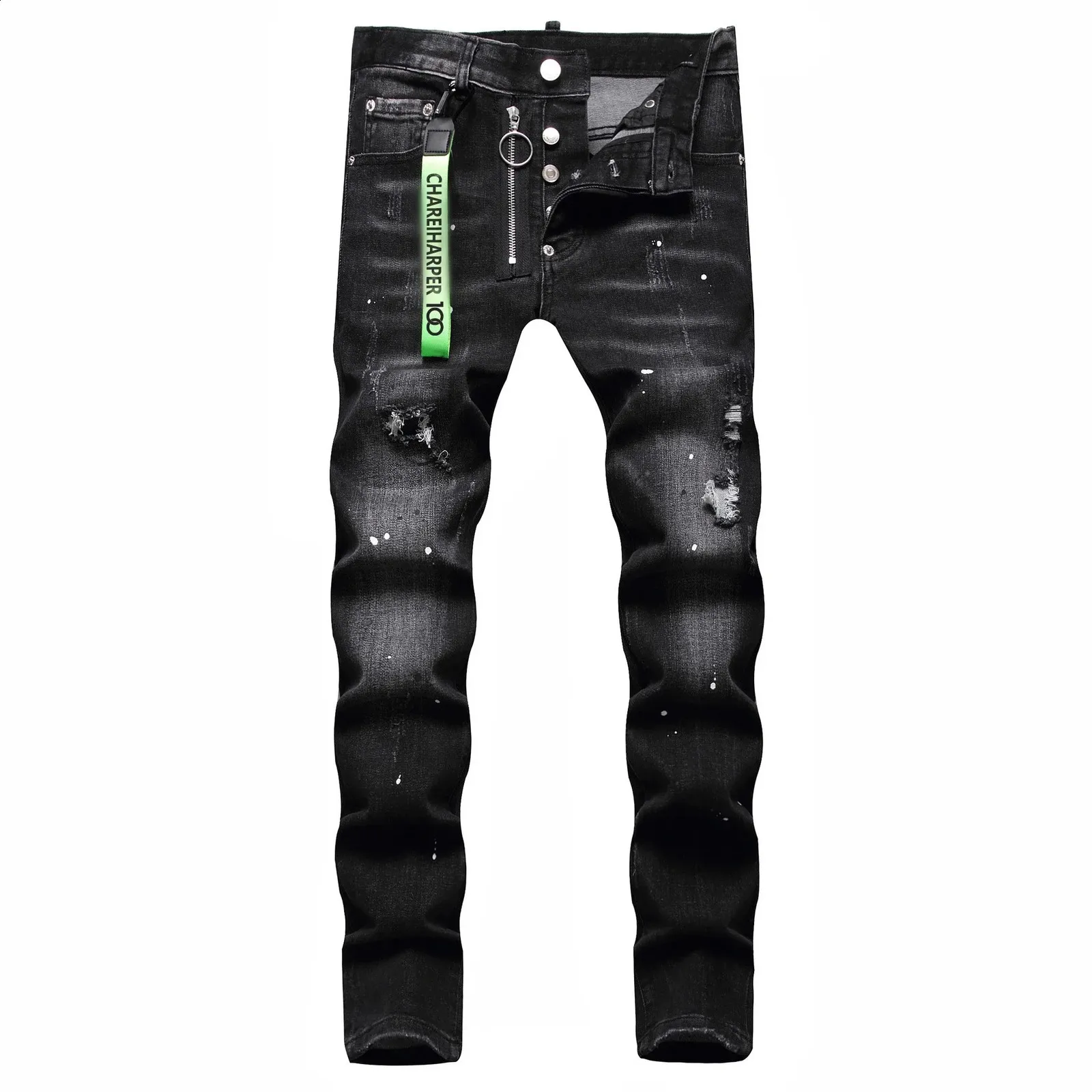 DHgate.com:Mens Plus Size Black Hipster Jeans - Ripped \u0026 Scraped Stretch Paint  Splatter:Apparel