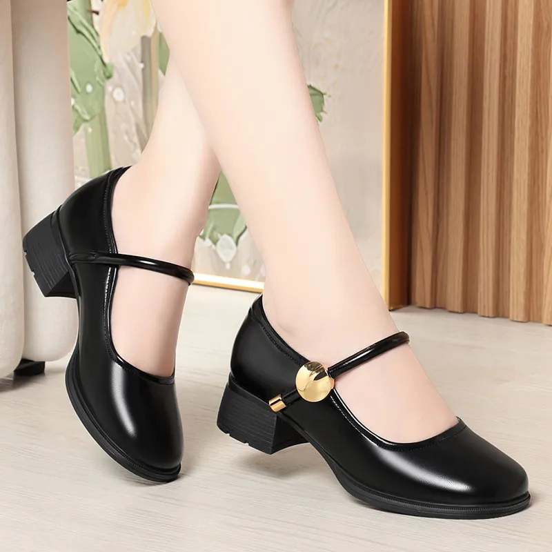 4cm Vintage Comfortable Shallow Soft Leather Mary Janes Womens