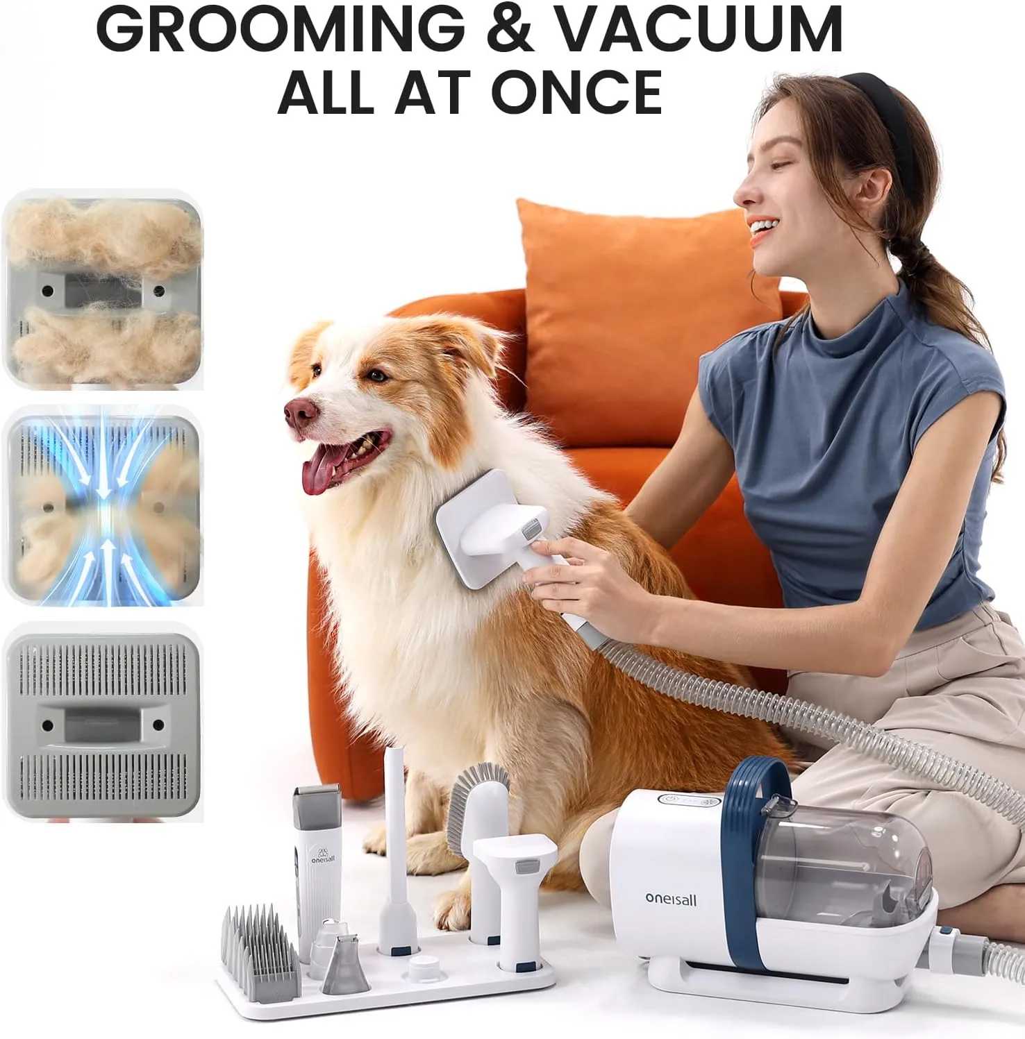 thumbnail interactive-video image 1 of Party Zealot Pet Grooming Vacuum Kit – 1.5L With Nail Trimmer & 99% Hair Suction 1 of 4