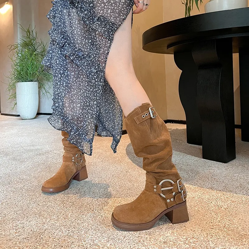 Bottines Western Pour Femme à Talon - Cuir Satiné, Style Rétro - Imperméables, Confortables - Idéales Mariage, Bureau, Ville - 13