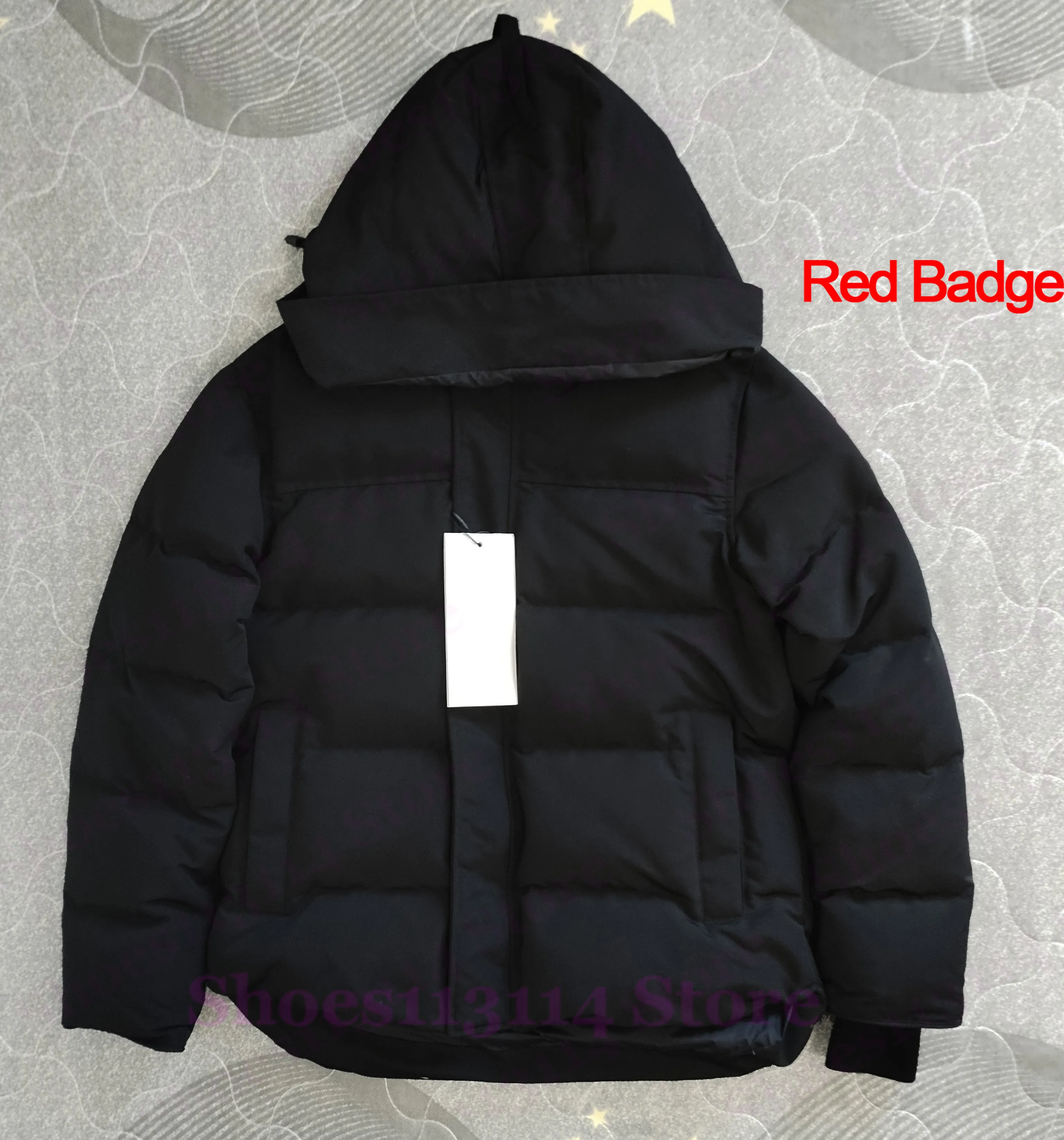 Men s Designer jackets puffer with Badge Fashionable Winter Parka for Thickened Warmth and Luxury Style in Black Navy Blue and Grey