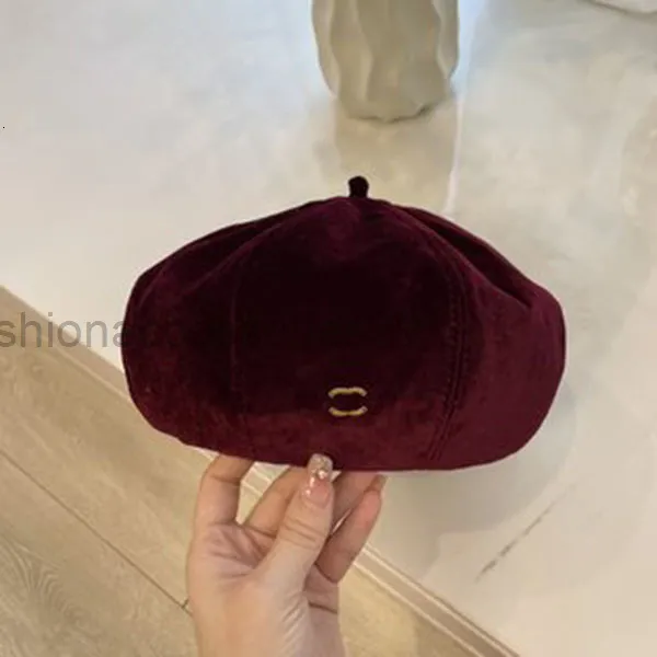 Velvet Beret Hat for Women Elegant Alphabet Pattern Designer Style