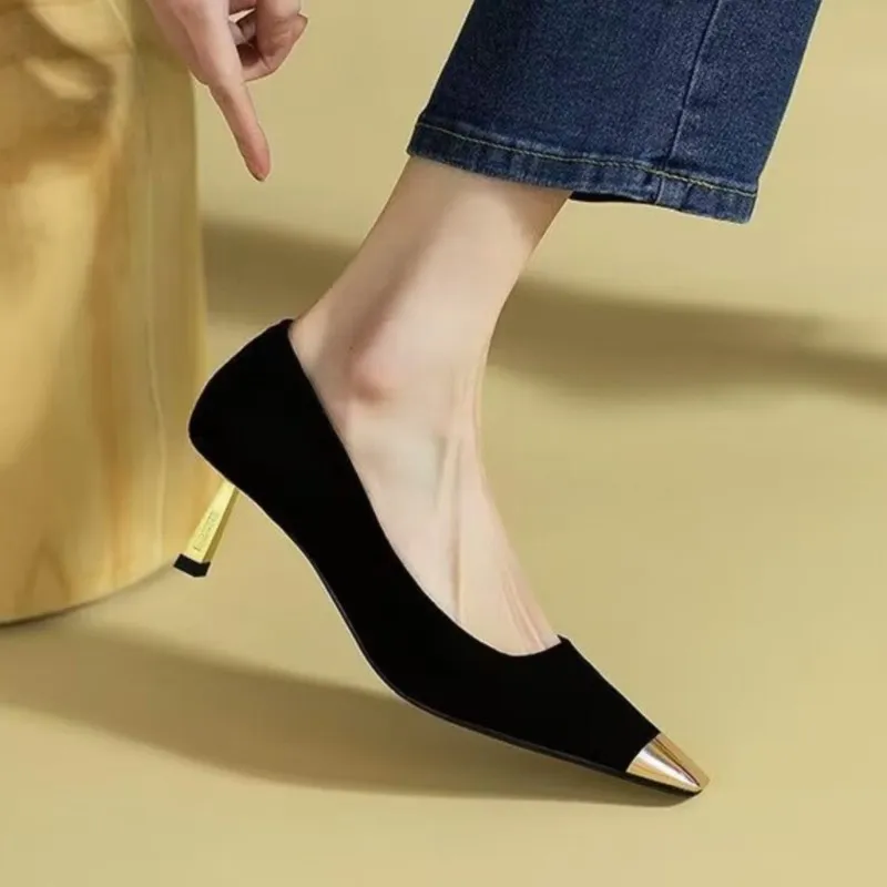 Gold Toe Velvet Pump Mid black shoes women's...