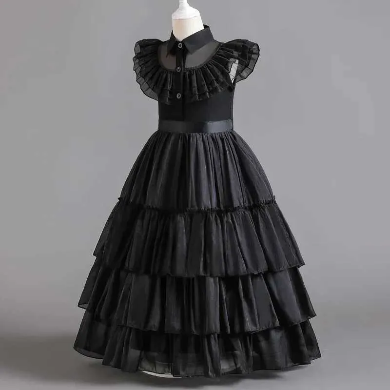 Wednesday Addams Children's Halloween Costume Girls Black Gothic Party Dress  from Dhgate Special Occasions - price 27.43