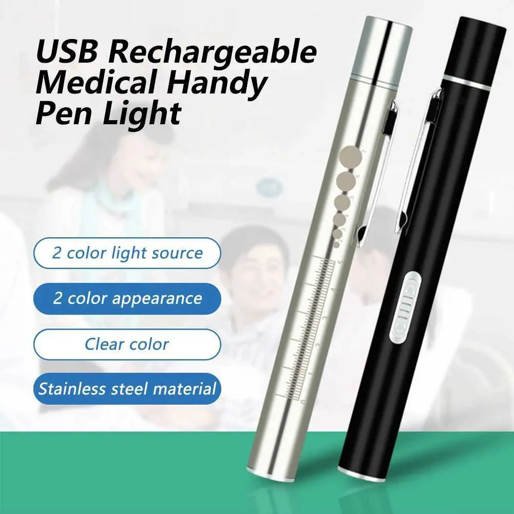 5" LED USB RECHARGEABLE MINI FLASHLIGHT Stainless Steel Pen Light