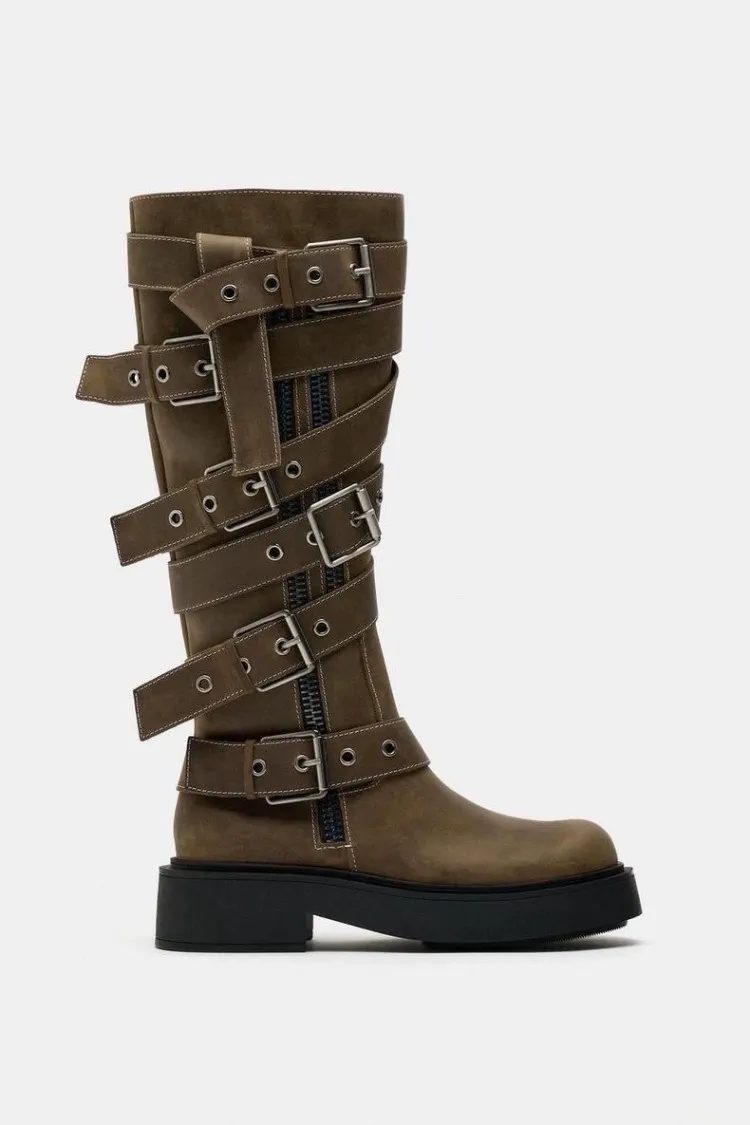 Wasteland Retro Square Toe Motorcycle Cowboy Riding Boots For 