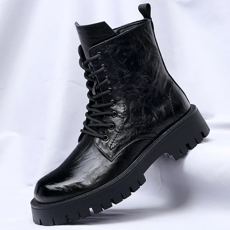 Save Big on Bulk Mens Leather Motorbike Boots Mens Motorcycle Boots Thick  Bottom Leather Ankle Boots, Street Style Male High Top Shoes, Fashion Moto 