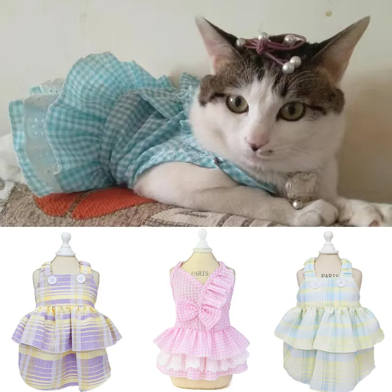 DHgate Sphynx Cat Princess Dress Sweet Layered Skirt Pet Costume for Garfield Ragdoll Cats Pet Supplies