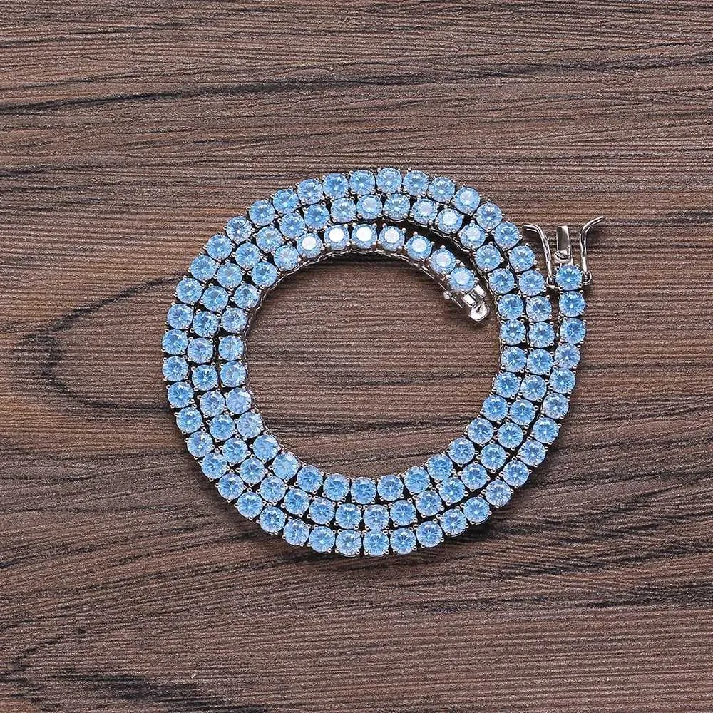 Collana con pendente a catena tennis 4 mm 16 18 20 pollici Blu navy da donna in ottone con zirconi cubici, gioiello regalo BC202_voghion.com