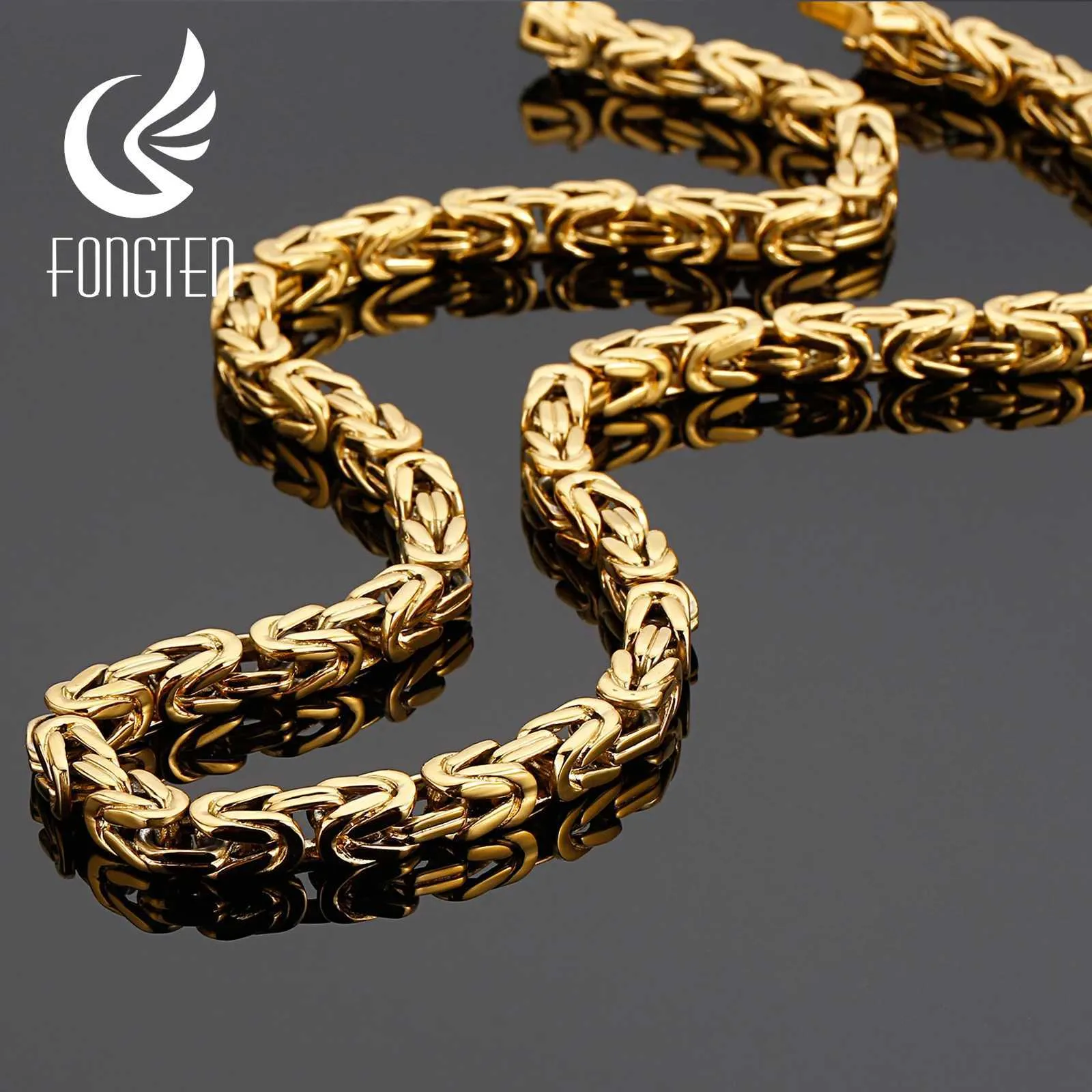 Men's Byzantine Chain Pendant Necklace - Stainless Steel, Gold/Silver ...