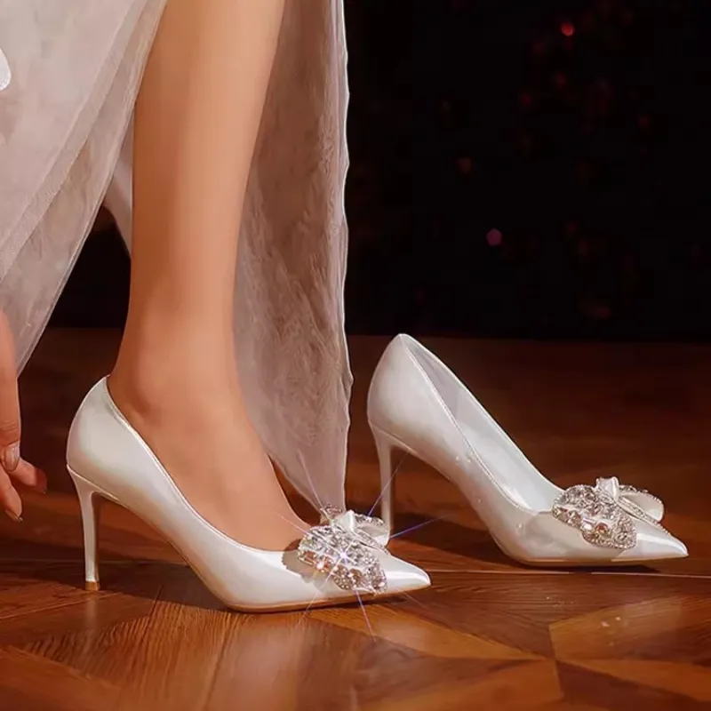 Wholesale White Bridal Shoe: Elegant Satin High Heels, Bridal