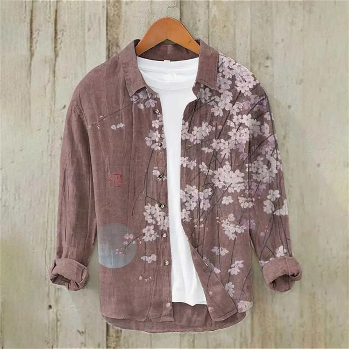 Mandarin Collar Shirt, Linen Summer Shirt: Japanese Inspired