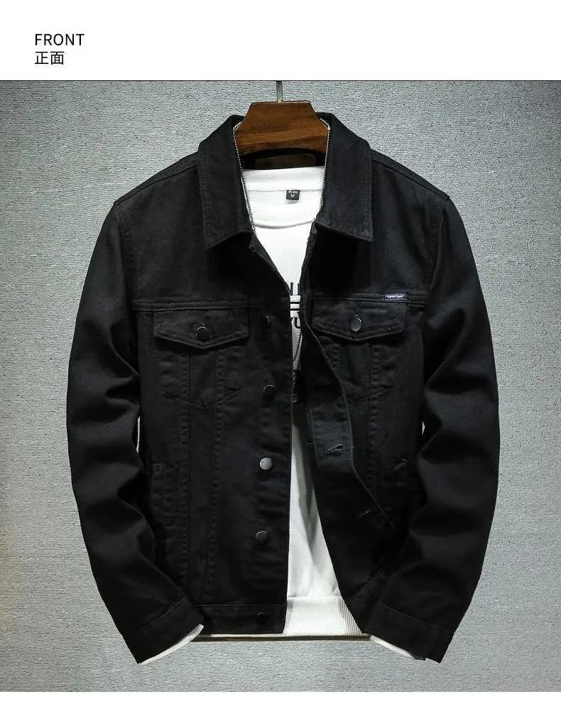 DHgate.com:Mens Black & White Denim Jacket - Casual, Elastic