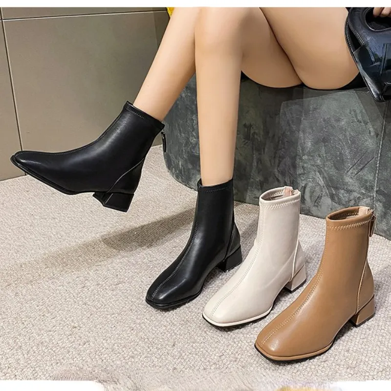 Ankle Boots Women's Boots Under $2 Stylish Square Toe Ankle