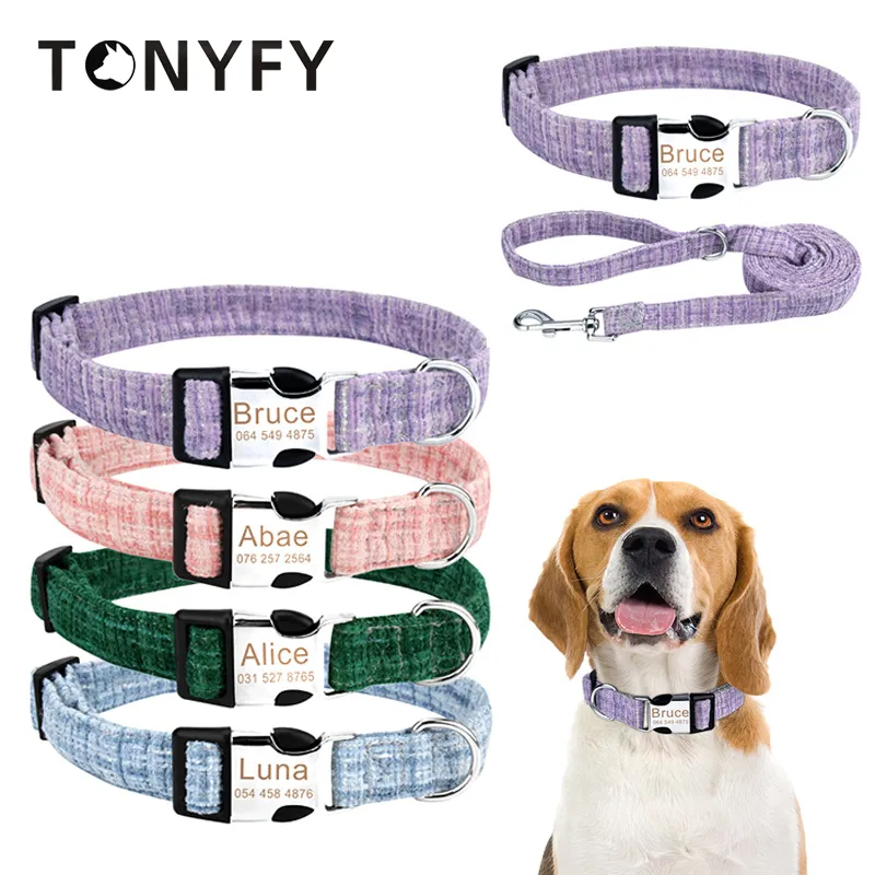 Personalized Pet Collar Leashes Set Fashion Retro Stripes Shape