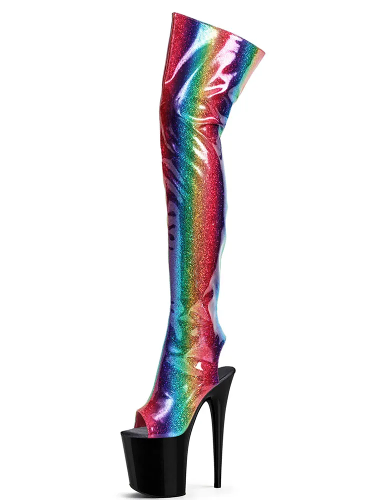 Kinky Boots: Womens Sexy High Heels Rainbow Open Toe Stripper