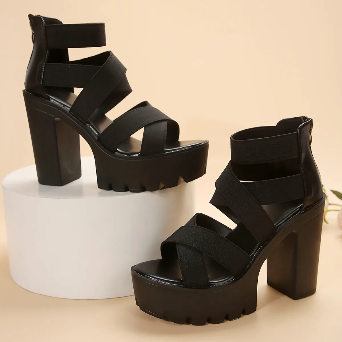 靴 AMAIL Platform bulky sandal chunky heel sandals punk shoes Sandals High Heels Platform