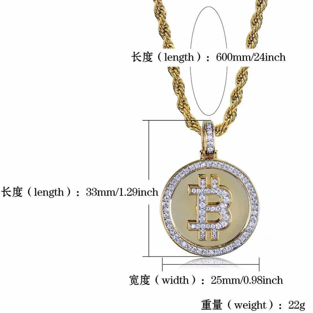 Gold Round Bitcoin Pendant Necklace for Men - AAA+CZ Stone Iced Out Hip Hop  Jewelry from Dhgate Pendant Necklaces - price 30.32
