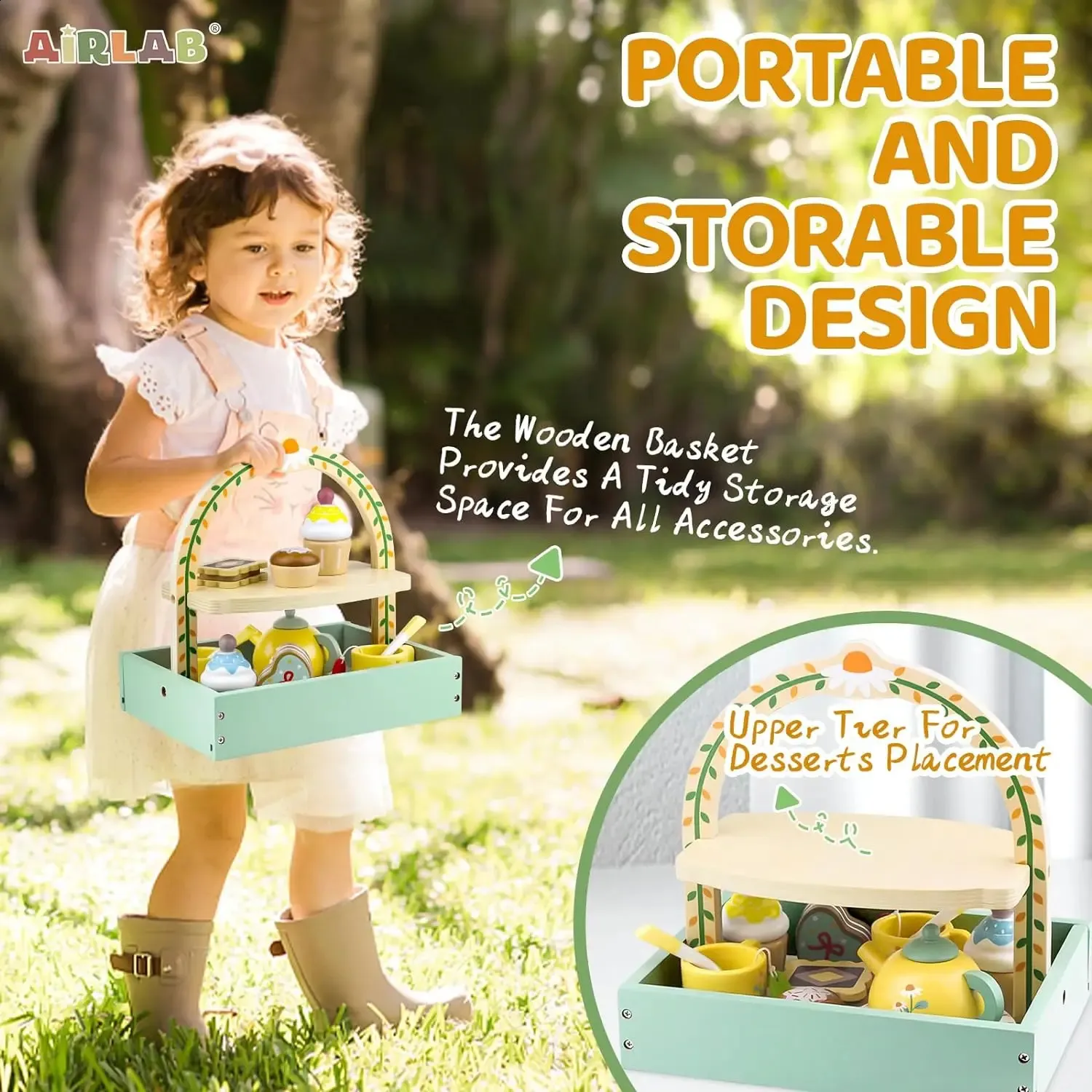 Year Old Girl Gifts Kitchen Toys Wooden Tea Party Set For Little