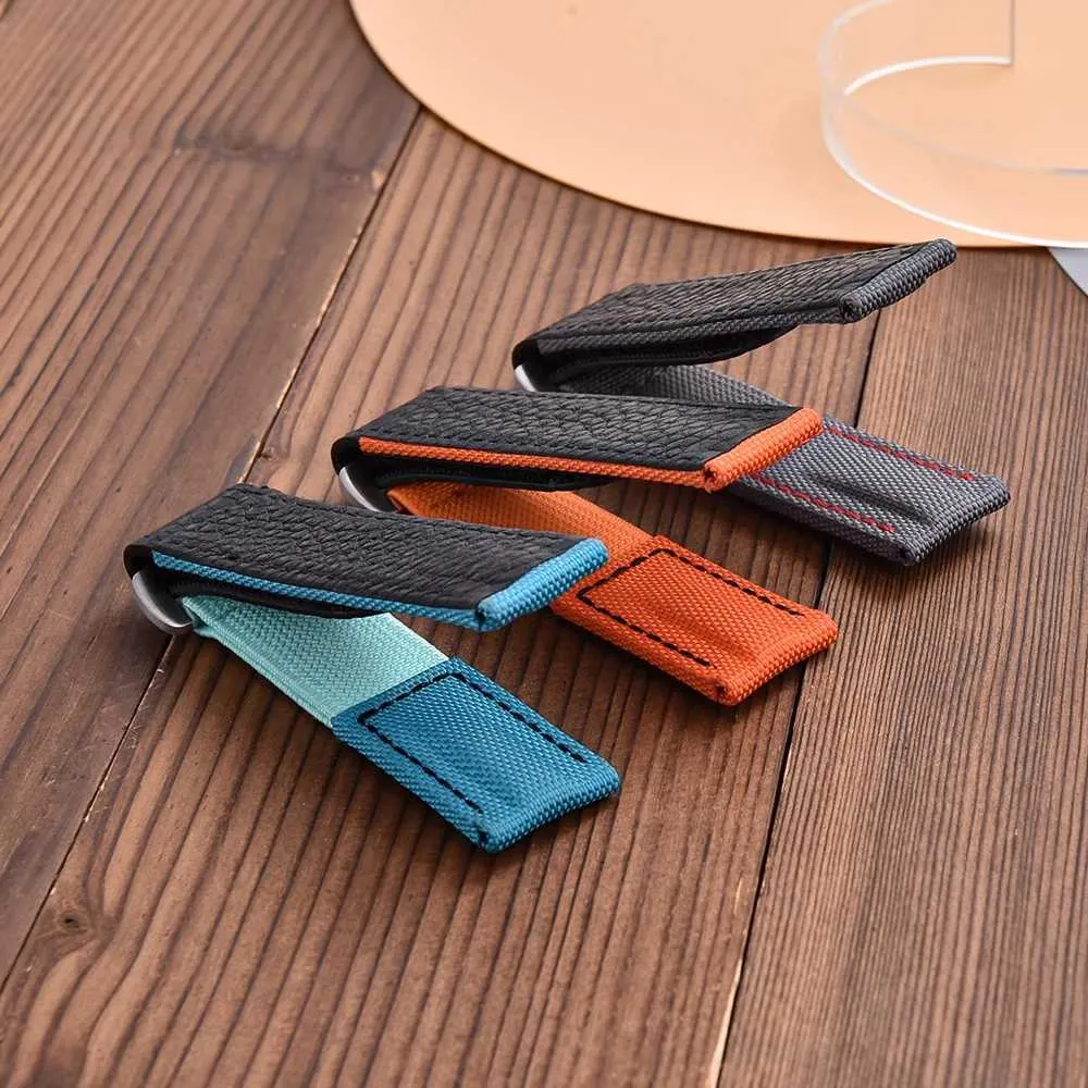 High Quality Pale Blue Leather Nylon Horween Watch Strap