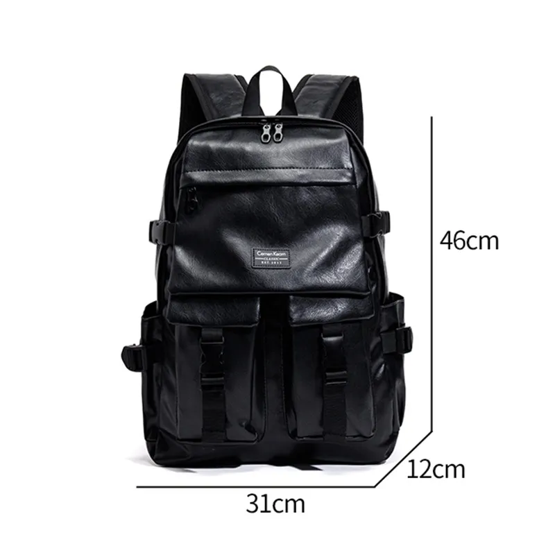 Men's Large Capacity Leather Trekking Backpack For Travel_voghion.com