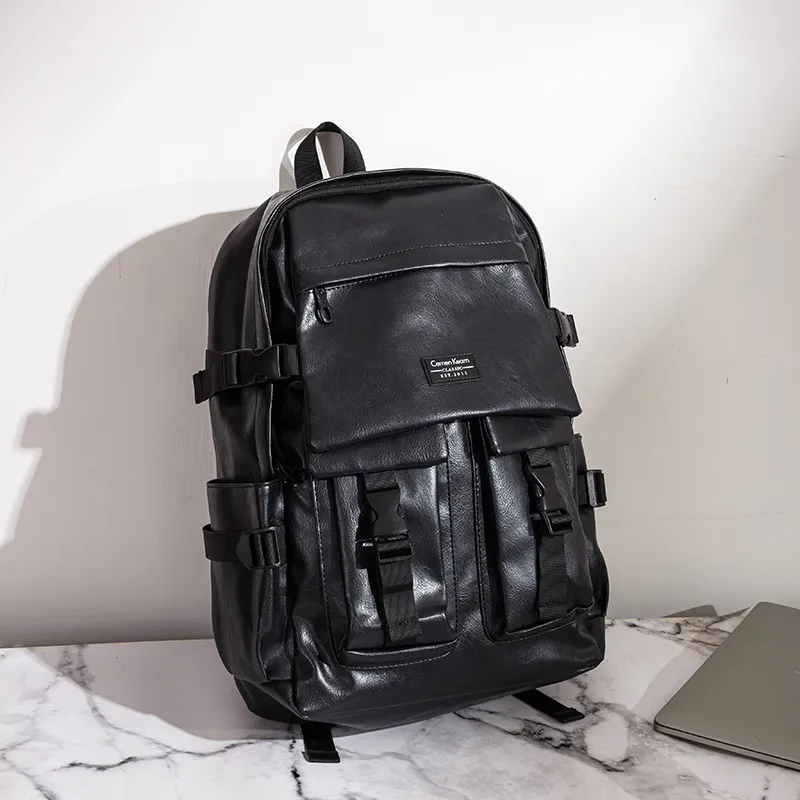 Men's Large Capacity Leather Trekking Backpack For Travel_voghion.com