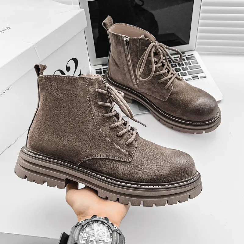 Mens Designer Ankle Boots Premium Leather Chelsea Boots With Thick