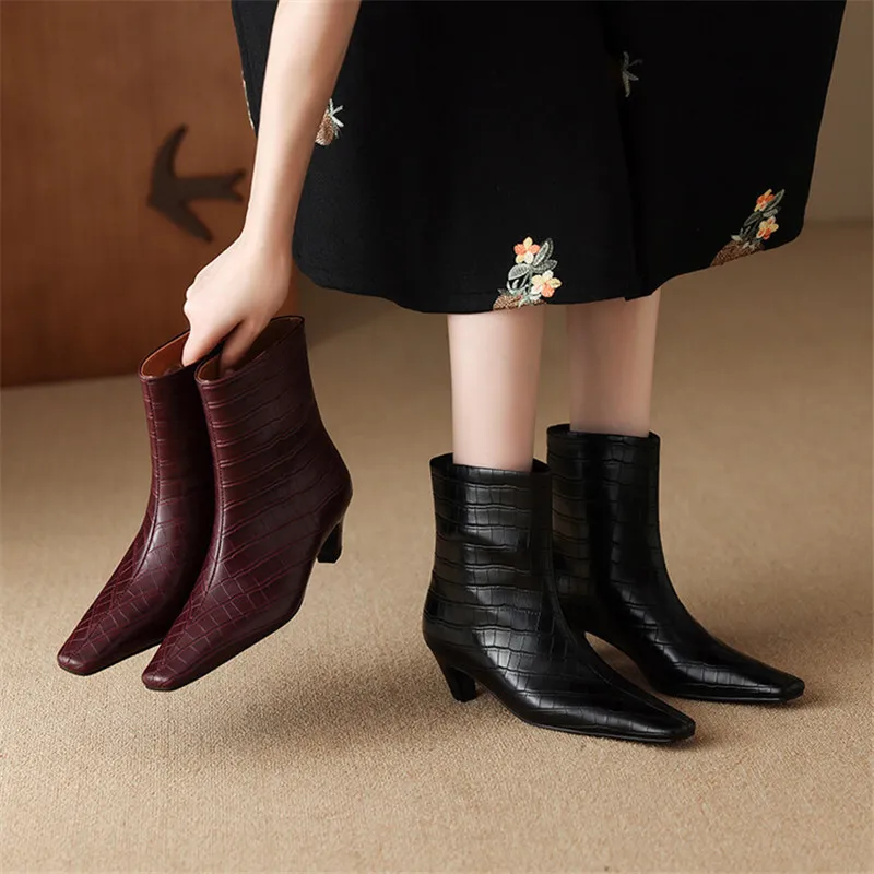Fashionable Womens Western Boots: Split Leather Short Boots