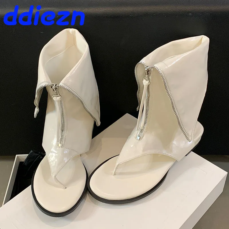 Fashionable Zipper Flats: New Ladies' Ankle Boots Sandals Shop Now!  Best Seller