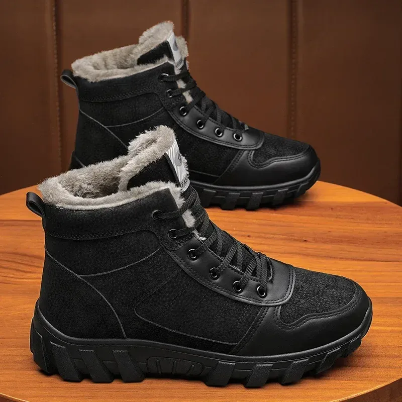 Winter Snow Boots Black Nylon Lace Up Warm Ankle‎ Boots WINTER TECS Womens Brown Waterproof Treaded Nylon Round Toe  main image 4