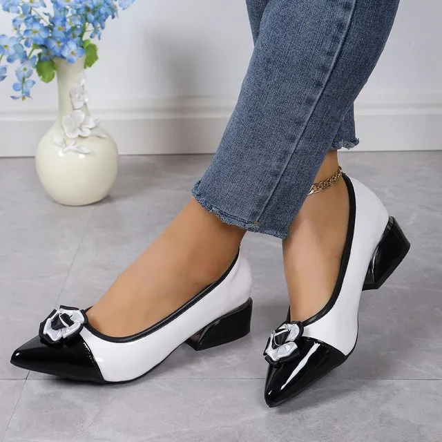 low heel dress shoes for ladies Amazon.com | Women's Low Block Chunky Heels Pointed Toe Closed Toe Work Pumps Slip on Comfort Dress Shoes for Women 1Black Size 4