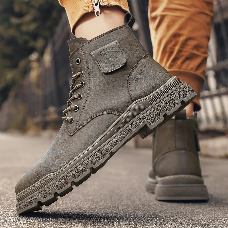 Stylish Genuine Leather Mens Winter Snow Winter Boots Men With Side Zipper High Top Motorcycle And Biker Winter Boots Men From Factory Dh5619236 Bulk 54.35 DHgate.Com