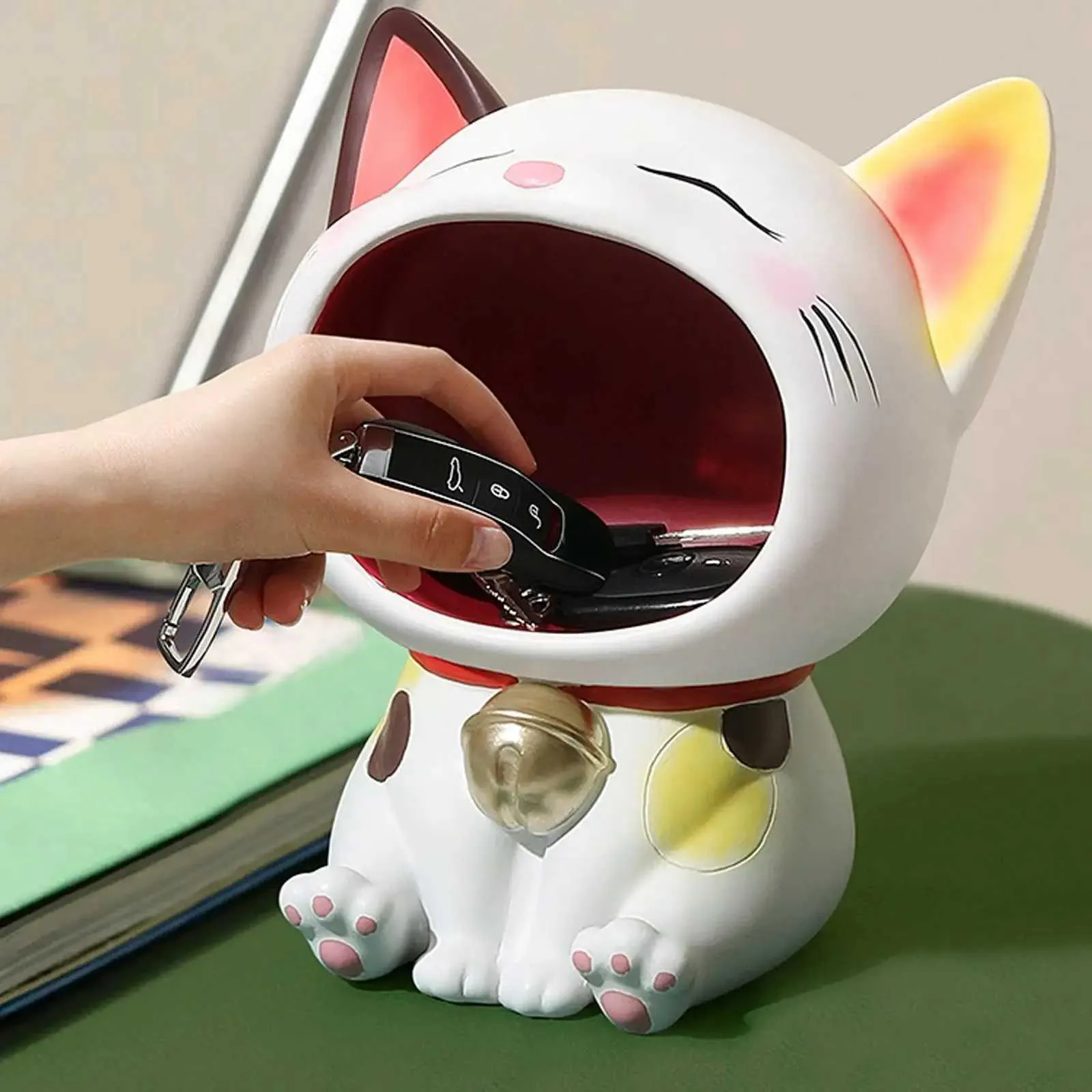 置物 maocat DHgate.com:Cute Cat Figurine Tray - Resin Cat Statue