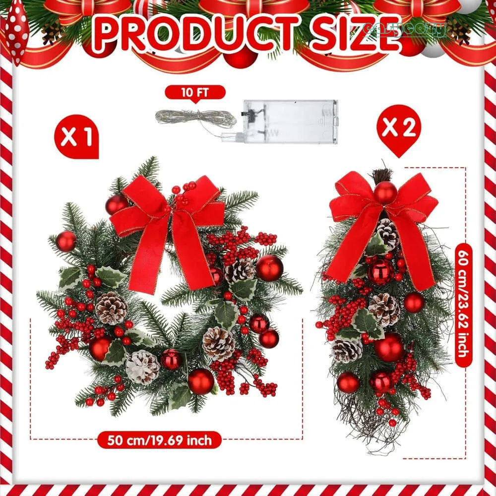 Pre-Lit Christmas Wreath \u0026 Swag Set - Artificial Garland with Lights, 24  Inch, Indoor/Outdoor Decor from Dhgate Christmas Decorations - price 85.2, image size:1000x1000