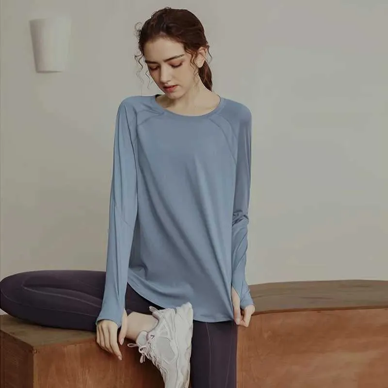 Womens Long Sleeve Yoga And Gym Running Relaxed Fit T Shirt Fitness T Relaxed Fit T Shirt For Workout And Sports M240914 From Yushun north 8.93 DHgate.Com