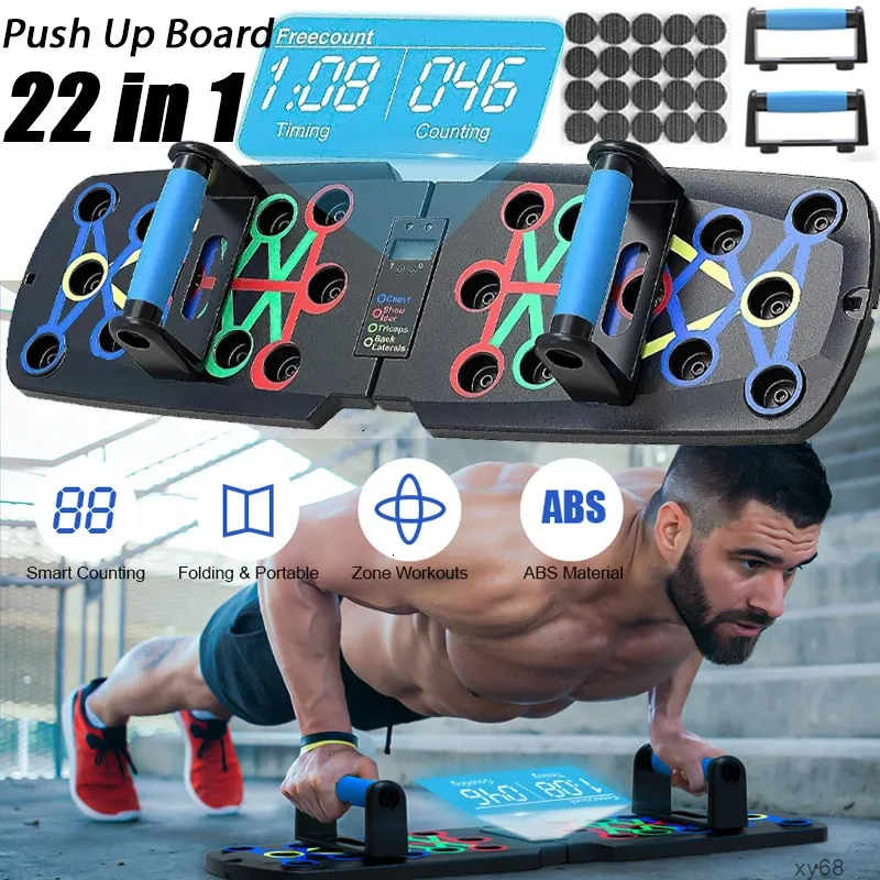 Planche De Pompes Avec Poignées Silicone, 13 Positions, Bandes Résistantes – Pour Tous Niveaux