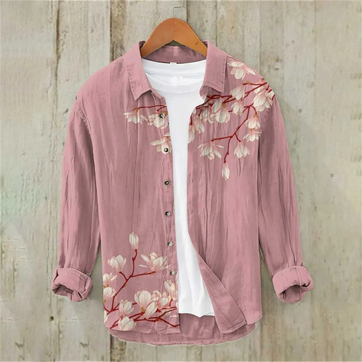 Mandarin Collar Shirt, Linen Summer Shirt: Japanese Inspired