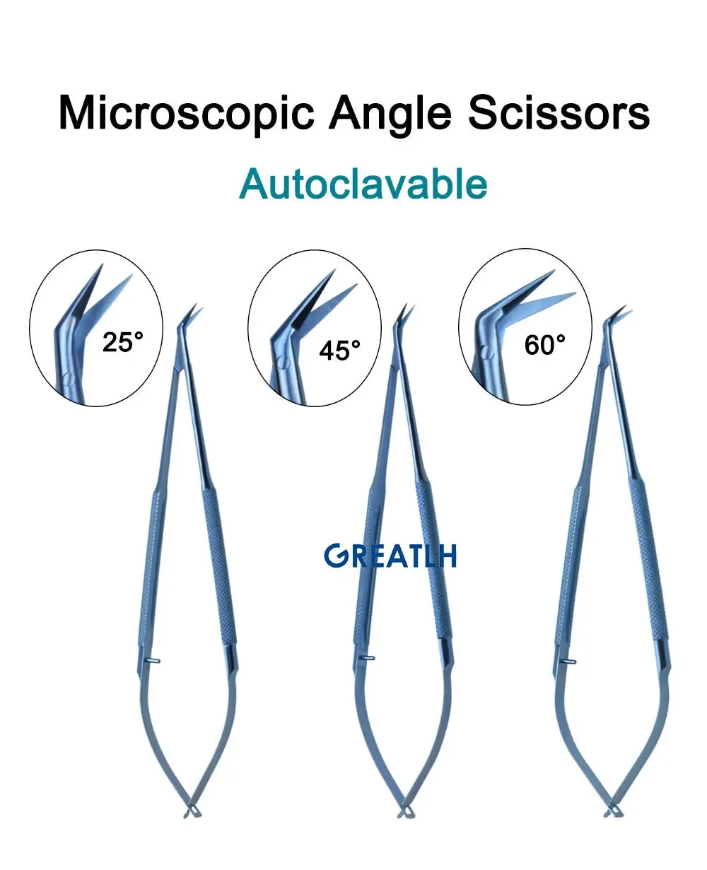 GREATLH Titanium Alloy Eyelid Microsurgical Two Scissors Angle Type ...