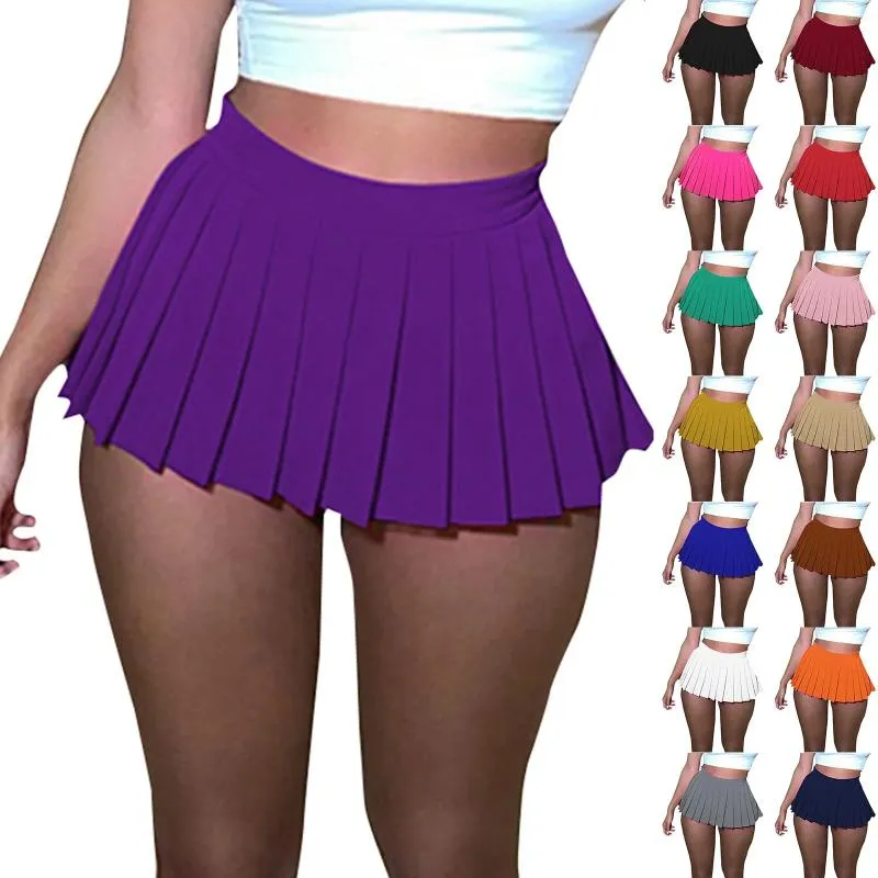 Women's Summer Pleated Mini Skirt Solid Colors, Casual Sexy, Short  Flowy