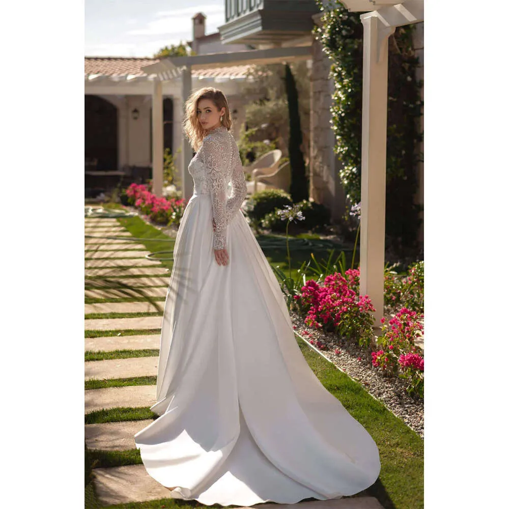 Long Sleeve Wedding Dress A-line Tulle Bridal Gown with Appliqued Monarch  Train and Zipper Back for Beach from Dhgate In Stock Wedding Dresses -  price 579.57