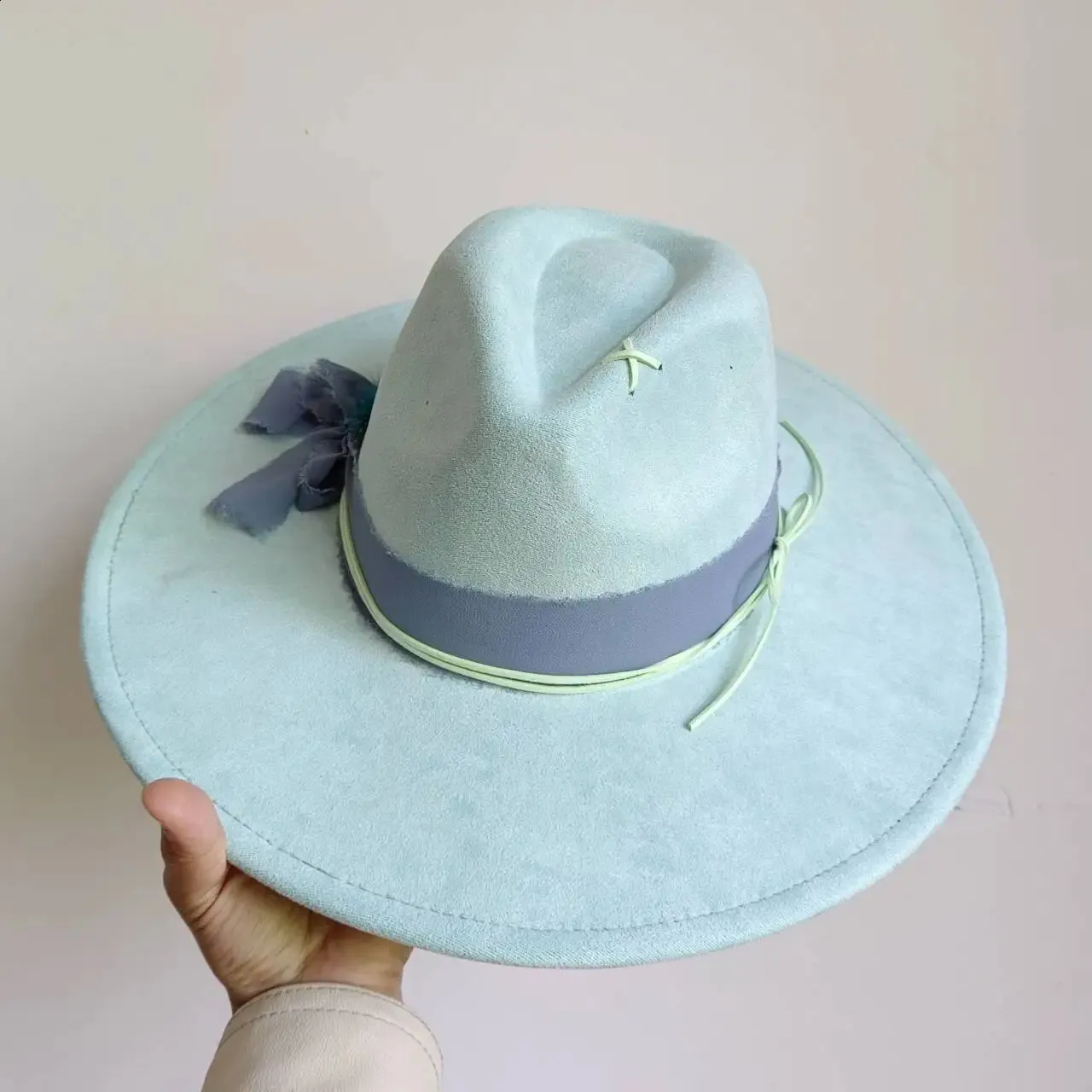 Unisex Feather Suede Wide Brim Fedora Hat S7059d2cbfd0843bdb30c5e15c2898  main image 2