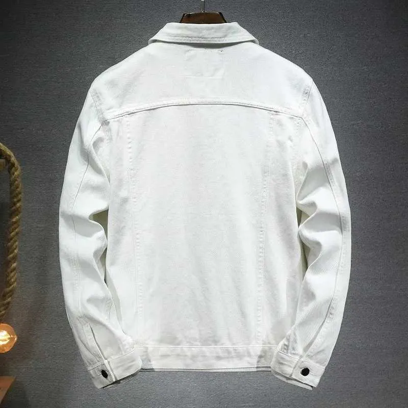 Mens Black & White Denim Jacket - Casual, Elastic