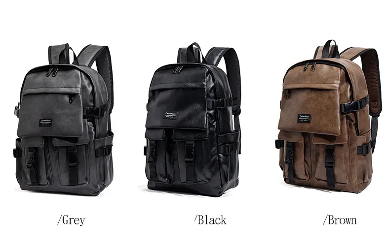 Men's Large Capacity Backpack Adjustable Straps Soild Leather Schoolbag Fashion Rucksack For Men Outdoor Travel Knapsack_voghion.com