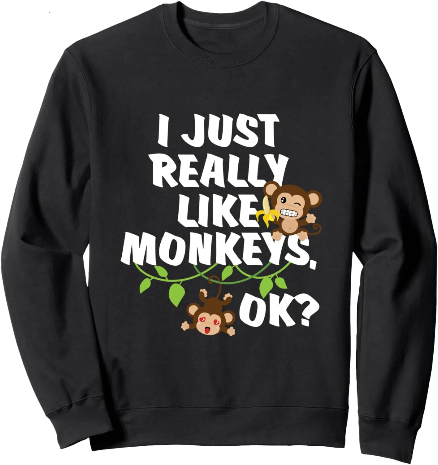 Mens Monkey Sweatshirt Funny Monkey Gift Long Sleeve Shirt