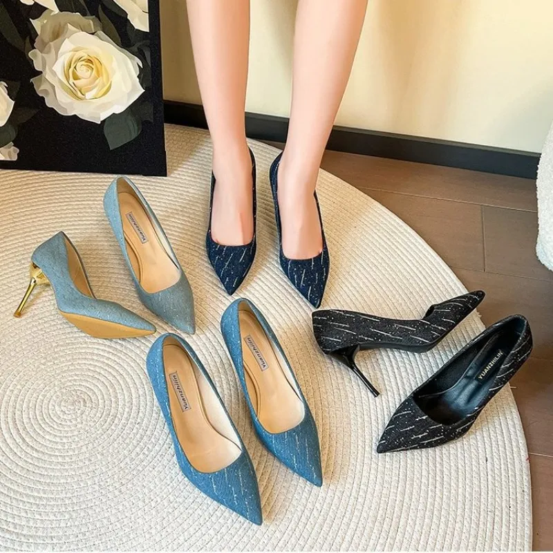 Women Shoes High Heeled Spring New Sexy Pointed Toe Pumps Dress